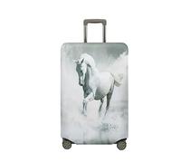 Highdi Funda para Maletas, Funda Maleta 18-32 Pulgadas, 3D Patrón de Caballos Anti-Polvo Cubierta de Equipaje, Lavable Anti-Rasguños Funda Protectora Maletas (Caballo Blanco,S(18-21pulgadas))