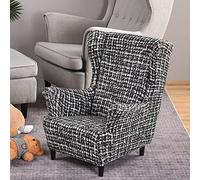 Highdi Funda para Sillón Orejero Infantil Elástica 1 Plaza Funda de Sofá Individual 2-Piezas Fundas de Butaca Espalda Alta para Dormitorio Infantil, Rincón de Lectura (Negro Clásico)