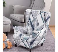 Highdi Funda para Sillón Orejero Infantil Elástica 1 Plaza Funda de Sofá Individual 2-Piezas Fundas de Butaca Espalda Alta para Dormitorio Infantil, Rincón de Lectura (Azul Moderno)