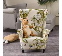 Highdi Funda para Sillón Orejero para Niños Elástica 2-Piezas, Funda de Sofá Individual, Fundas de Butaca Espalda Alta Pequeña para Dormitorio Infantil, Rincón de Lectura (Primavera Verde)