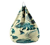 Highdi Funda Puff Pera sin Relleno Bolsa de Frijoles, Adultos Niños Sofá Perezoso Bean Bag Cojín Puff Pera, Puff Cubierta Cubierta de Sillón Exterior Interior -Natural Hoja (Monstera,100x120cm)
