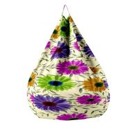 Highdi Funda Puff Pera sin Relleno Bolsa de Frijoles, Adultos Niños Sofá Perezoso Bean Bag Cojín Puff Pera, Puff Cubierta para Cubierta de Sillón Interior -Hoja Girasol (Morado,80x90cm)