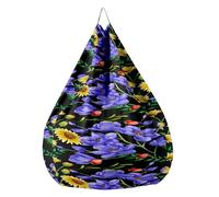 Highdi Funda Puff Pera sin Relleno Bolsa de Frijoles, Adultos Niños Sofá Perezoso Bean Bag Cojín Puff Pera, Puff Cubierta para Cubierta de Sillón Interior -Hoja Girasol (Azul Real,100x120cm)