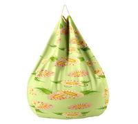 Highdi Funda Puff Pera sin Relleno Bolsa de Frijoles, Adultos Niños Sofá Perezoso Bean Bag Cojín Puff Pera, Puff Cubierta para Cubierta de Sillón Interior -Hoja Girasol (Verde Claro,80x90cm)