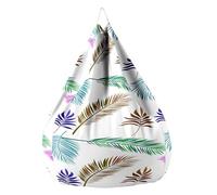 Highdi Funda Puff Pera sin Relleno Bolsa de Frijoles, Adultos Niños Sofá Perezoso Bean Bag Cojín Puff Pera, Puff Cubierta Cubierta de Sillón Exterior Interior -Natural Hoja (Pluma,100x120cm)