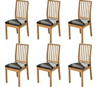 Highdi Funda Sillas Comedor Pack de 6, Gris Fundas Protectoras para Sillas Elasticas, Jacquard Ajustables Funda Asiento Silla Desmontables Lavables Extraíbles para Cocina Hotel Decoración