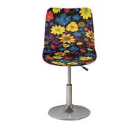 Highdi Fundas Elásticas para Taburete de Bar Pack 2/4/6 Funda para Silla con Respaldo, Estampado Floral 3D Fundas para Sillas de Comedor Elástica para Taburetes Altos (Flor Amarilla,2 Piezas)
