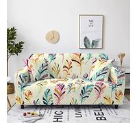Highdi Fundas para Sofá, Funda de Sofá 3D Elástica para Sofá de 1/2/3/4 Plazas, Universal Hojas Minimalistas Funda Cubre Sofas Ajustables Protector Cubierta de Muebles (Pluma Amarilla,1 plazas)