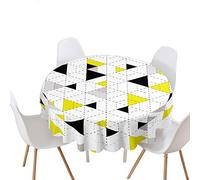 Highdi Impermeable Mantel de Redondo, Antimanchas Lavable Manteles Moderno Decoración para Salón, Cocina, Comedor, Mesa, Interior y Exterior (Triángulo,Diámetro 100cm)