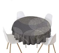 Highdi Impermeable Mantel de Redondo, Impresión 3D Antimanchas Manteles Moderno Decoración para Salón, Cocina, Comedor, Mesa, Interior y Exterior (Punto Circular,Diámetro 150cm)