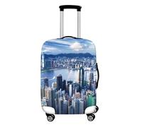 Highdi Impresión de Ciudad 3D Funda para Maletas, Funda Maleta 18-32 Pulgadas, Anti-Polvo Cubierta de Equipaje, Lavable Anti-Rasguños Funda Protectora Maletas (Edificio,S)