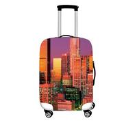 Highdi Impresión de Ciudad 3D Funda para Maletas, Funda Maleta 18-32 Pulgadas, Anti-Polvo Cubierta de Equipaje, Lavable Anti-Rasguños Funda Protectora Maletas (Oscuridad,XL)
