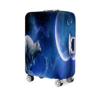 Highdi Impresión de Lobo 3D Funda para Maletas, Funda Maleta 18-32 Pulgadas, Anti-Polvo Cubierta de Equipaje, Lavable Anti-Rasguños Funda Protectora Maletas (Lobo Lunar,M)
