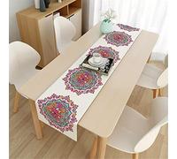 Highdi Mandala Camino de Mesa de Lino Moderno Lavable Antimanchas Vintage Bohemia Camino de Mesa Antideslizantes para Mesa de Comedor Decoración de la Boda, Fiestas (Bohemia,33x180cm)