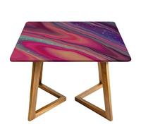 Highdi Mantel Cuadrado Impermeable, Mantel de Tela Oxford Antimanchas Protector Mesa con Borde Elástico, Estampado de Mármol Cubre Encimera para Cocina, Comedor (Morado 1,150x150cm)