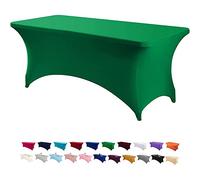 Highdi Manteles de Spandex Rectangulares, Cubierta de Mesa Elástica Lavable a máquina Resistente a Las Arrugas para Boda, Hotel, Comedor, Fiesta, decoración (Verde,6FT)