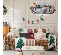 Highdi Navidad Funda de Sofá de Chenilla, Manta Cubre Sofa Multiusos para 1 2 3 4 Plazas Reversible Mantas Foulard Cómoda Cubrecama Protector Sofa Universal (180x340cm,Muñeco Nieve)