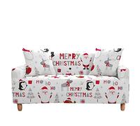 Highdi Navidad Funda de Sofá Elástica, Fundas para Sofá de 1/2/3/4 Plazas, Universal Funda Cubre Sofas Ajustables Protector Cubierta de Muebles (Blanca Navidad,2 Plazas)