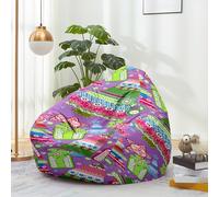 Highdi Navidad Puff Funda de Bean Bag sin Relleno para Adultos y Niños, XmasSillas Grandes de Puffde Sofá Reclinable de Asiento Tumbona Perezosa para Interior (Árbol de Navidad,S:70x80cm)