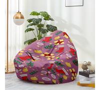 Highdi Navidad Puff Funda de Bean Bag sin Relleno para Adultos y Niños, XmasSillas Grandes de Puffde Sofá Reclinable de Asiento Tumbona Perezosa para Interior (Morado,S:70x80cm)