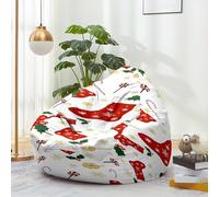 Highdi Navidad Puff Funda de Bean Bag sin Relleno para Adultos y Niños, XmasSillas Grandes de Puffde Sofá Reclinable de Asiento Tumbona Perezosa para Interior (Calcetín Rojo,S:70x80cm)