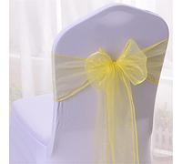 Highdi Organza Chair Lazo Bandas, Cintas de Organza Funda de Silla para Cumpleaños, Banquetes, Boda Recepciones, Celebrations, y Eventos (150pc,Amarillo Brillante)