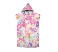 Highdi Poncho Toalla Adulto, Tie Dye Toalla con Capucha Cambiarse de Ropa Microfibra Ligero Secado Rápido Poncho de Surf Natacion Toalla de Baño para Hombre Mujer (75x110cm,Rosa)