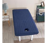 Highdi Sábana Bajera para Camilla de Masaje con Agujero, Suave Elástica Sábana de Masaje Reutilizable para Camilla de SPA Salón de Belleza Funda para Camilla (70x185cm,Azul Marino)