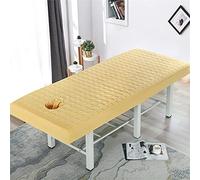 Highdi Sábana de Belleza, Algodón Acolchado Sábana de Masaje Suave, Reutilizable, Ropa de SPA, Ropa de Cama de Masaje, Sábanas de Mesa para Sofás, Sábanas con Agujero (60x185cm,Dorado)