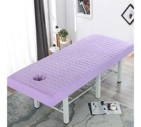 Highdi Sábana de Belleza, Algodón Acolchado Sábana de Masaje Suave, Reutilizable, Ropa de SPA, Ropa de Cama de Masaje, Sábanas de Mesa para Sofás, Sábanas con Agujero (60x185cm,Púrpura Claro)