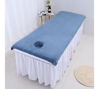 Highdi Sábana de Masaje para SPA Massage Sábana con Agujero De Resto De La Cara Cubierta De La Cama De La Belleza,para Tratamientos de Belleza (80x190cm,Azul claro)