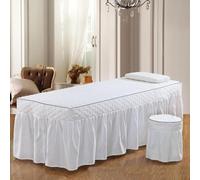 Highdi Sábana Suave para Camilla de Masaje con Agujero para la Cara y Cordón Elástico, Envoltura Completa para Camilla de SPA Masajes, Salón de Belleza Funda (80X190,Blanco)