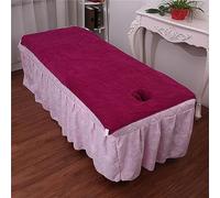 Highdi Sábanas para Masaje en Salón de Belleza con Agujero, Suave Elástica Sábana de Masaje Reutilizable para Camilla de SPA, Salón de Belleza,Funda para Cama (80 * 190cm,Borgoña)