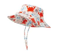 Highdi Sombrero de Sol para Niños, Sombrero Pescador Verano Niño Niña Lindo Animal Impresión Gorra de Sol con Correa de Barbilla Ajustable, Bebé Sombrero de Playa (S(46-50cm),Cangrejo)