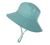 Highdi Sombrero de Sol para Niños, Sombrero Pescador Verano Unisexo Niño Niña Llanura Gorra de Sol con Correa de Barbilla Ajustable, Bebé Sombrero de Playa UPF 50+ (M(50-54cm),Verde)
