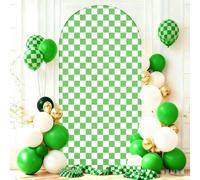 Highdi Tartán Cubierta de Telón de Fondo de Arco, Cubierta de Fondo de Arco Elastano Elástico para Fiestas, Cumpleaños, Boda, Graduación, Fiesta, Accesorios de Fotos (GZ25 Verde,7.2FT)