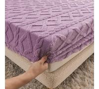 Highdi Terciopelo Coral Sábana Bajera Ajustables, Autocalentable Sábanas Bajera con Elástica, Resistente Arrugas Bajera Transpirable Suave Cómoda (90x200cm+28cm,Morado)