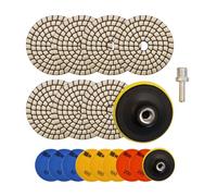 HIGHDRIL 10 discos de pulido de diamante en seco, 8 discos de pulido de mármol, discos abrasivos, grano 50*3/100*3/200*2+disco de soporte rosca M14+adaptador para granito, mármol, piedra artificial