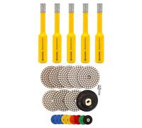 HIGHDRIL 5 brocas de núcleo de diamante, 6 mm y HIGHDRIL Almohadillas Pulido Diamante Seco - 8pcs