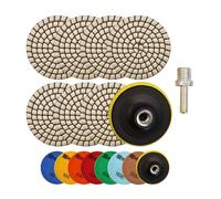 HIGHDRIL Almohadillas de pulido de diamante seco 9 piezas-7 piezas Mármol Juego de almohadillas abrasivas #50/100/200/400/800/1500/3000+M14 plato de soporte rosca+adaptador para granito, mármol