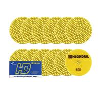 HIGHDRIL Almohadillas Pulido Diamante Húmedas - 12piezas #100 Almohadillas Lijado 100MM para Granito Piedra Mármol Suelo Grinder Pulir Almohadilla Kit para Taladro, Amoladora, Pulidora