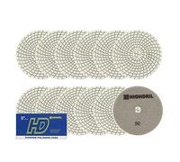 HIGHDRIL Almohadillas Pulido Diamante Húmedas - 12piezas #50 Almohadillas Lijado 125mm para Granito Piedra Mármol Suelo Grinder Pulir Almohadilla Kit para Taladro, Amoladora, Pulidora