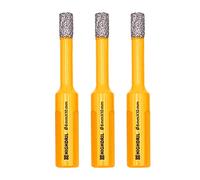 HIGHDRIL Broca de núcleo de diamante de 3 piezas, diámetro de 6 mm soldada al vacío agujero para hormigón granito mármol vidrio porcelana ladrillo de mampostería, varillas triangulares