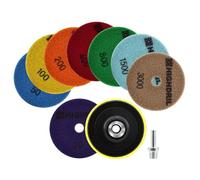 HIGHDRIL Disco Pulido Diamante Set - 8 Piezas 100mm Grano #30/50/100/200/400/800/1500/3000 Almohadilla Pulir Suelo + M14 Soporte Plástico + Adaptador para Abrillantar Mármol Granito Hormigón Piedra