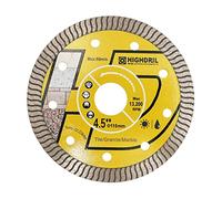 HIGHDRIL Hoja de diamante súper fina, 115 mm con cenador de 7/8 pulgadas, disco de corte turbo seco o húmedo para uso general, baldosas de porcelana,mármol de granito de cerámica, ladrillo de hormigón