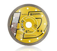 HIGHDRIL Hoja de diamante súper fina, 150 mm con cenador de 7/8 pulgadas, disco de corte turbo seco o húmedo para uso general Porcelana granito cerámica mármol material duro, mampostería