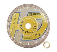 Highdril Hoja de diamante superfina, hoja de diamante seca o húmeda de 7 pulgadas/175 mm con borde de malla X Angel Grinder disco de corte de porcelana, cerámica, terracota, granito, mármol