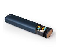 HigherHuman Mbarc - Pastillero semanal de 7 días - Pastillero de aluminio y madera de gran capacidad para suplementos, píldoras, vitaminas y medicamentos