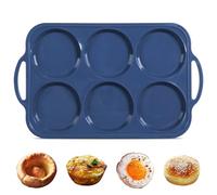 Highkit Molde Grande de Silicona para Panqueques,que Puede Contener 6,con Marco Metálico,Molde plano Antiadherente Muffins con Asa,Adecuado para Tortitas de Huevo,Magdalenas,Pudines,Pasteles,Gris