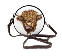 Highland Bull Head - Bolso cruzado redondo de piel para mujer
